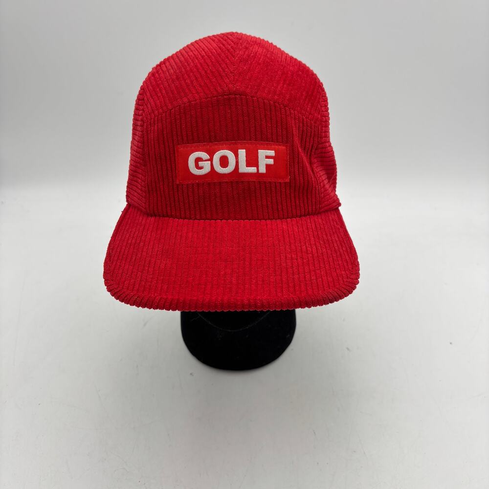 Golf Wang Red Corduroy Camp 5 Panel Hat Strapback Tyler the Creator OFWGKTA